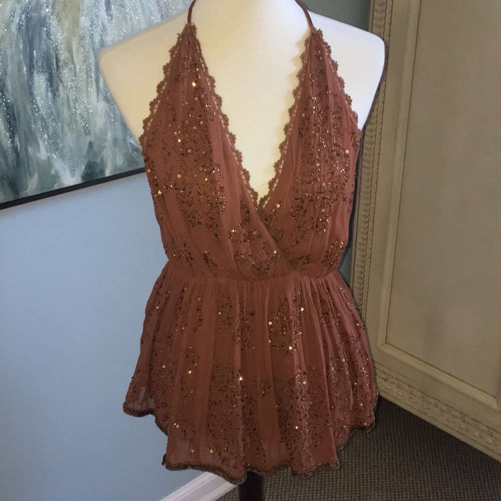 Free people sequin rust color top